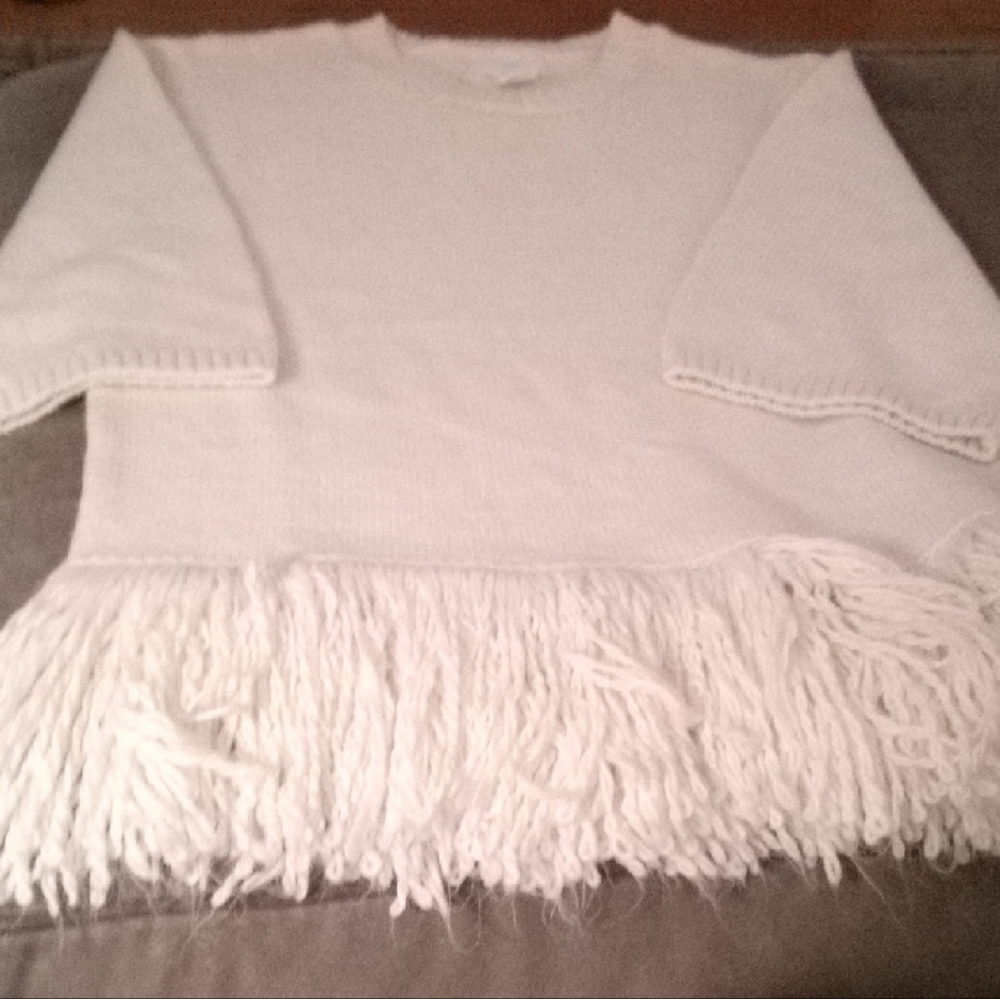 Elegant Cream Fringe Sweater-currently at the store and it's NWT never worn.